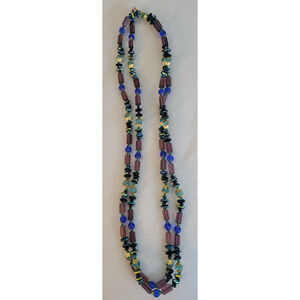 Beaded Necklace Acrylic Multi Colors 60" Long Strand
